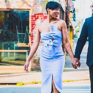 Premium Lavender-Gray Double Bow midi dress w/ key hole detail by True Decadence